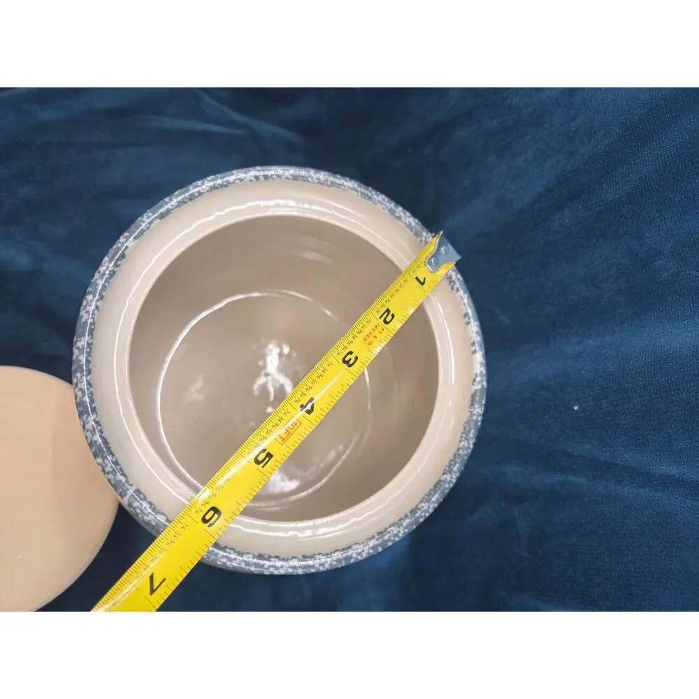 Casey Pottery Stoneware Spongeware and apple covered crock/canister
